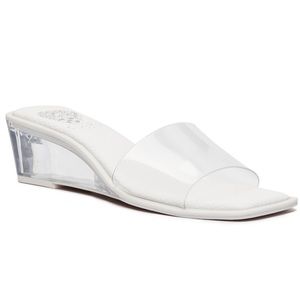 Vince Camuto BEYINDS WEDGE MULE! Clear/White Size 8